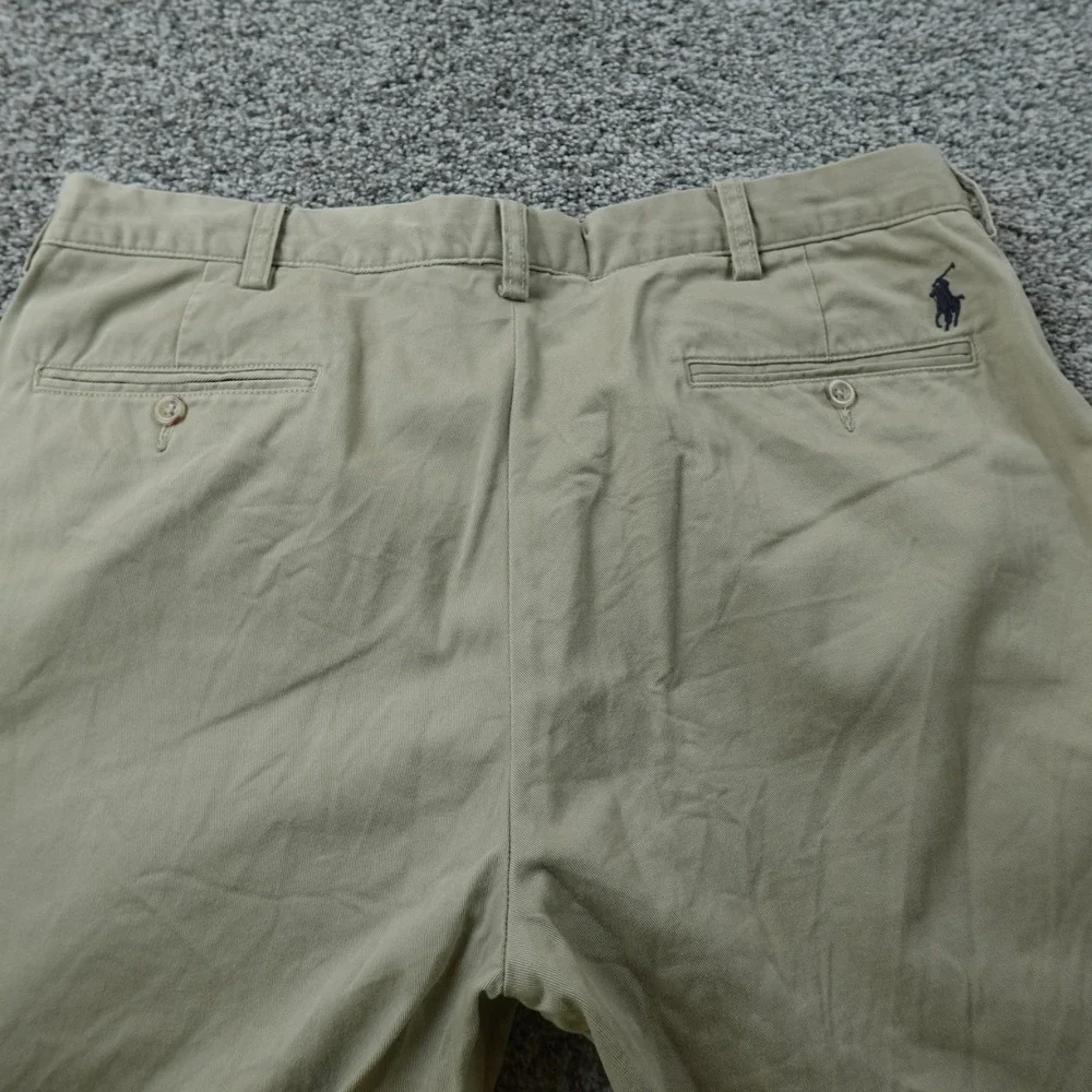 VTG Polo Ralph Lauren Pants Mens 35X30 Beige Brown Preston Chino Trouser Pony
